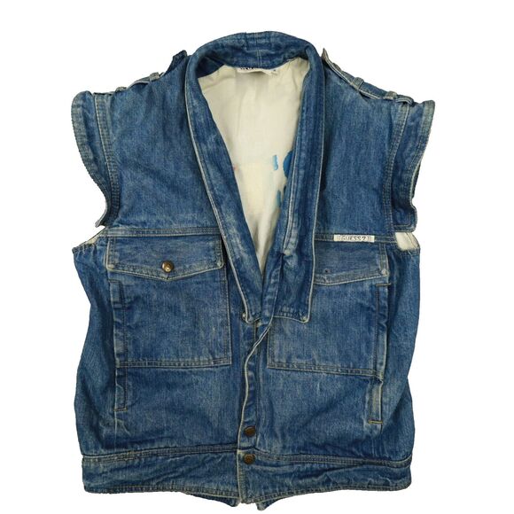 Guess Georges Marciano RARE Men's Vintage 80s Reversible‎ Denim Vest size Small